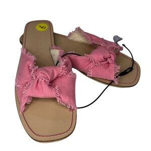 NWOT SPLENDID BY ANTHROPOLOGIE Fiamma Leather Sole Knot Pink Flat Sandal Size 7